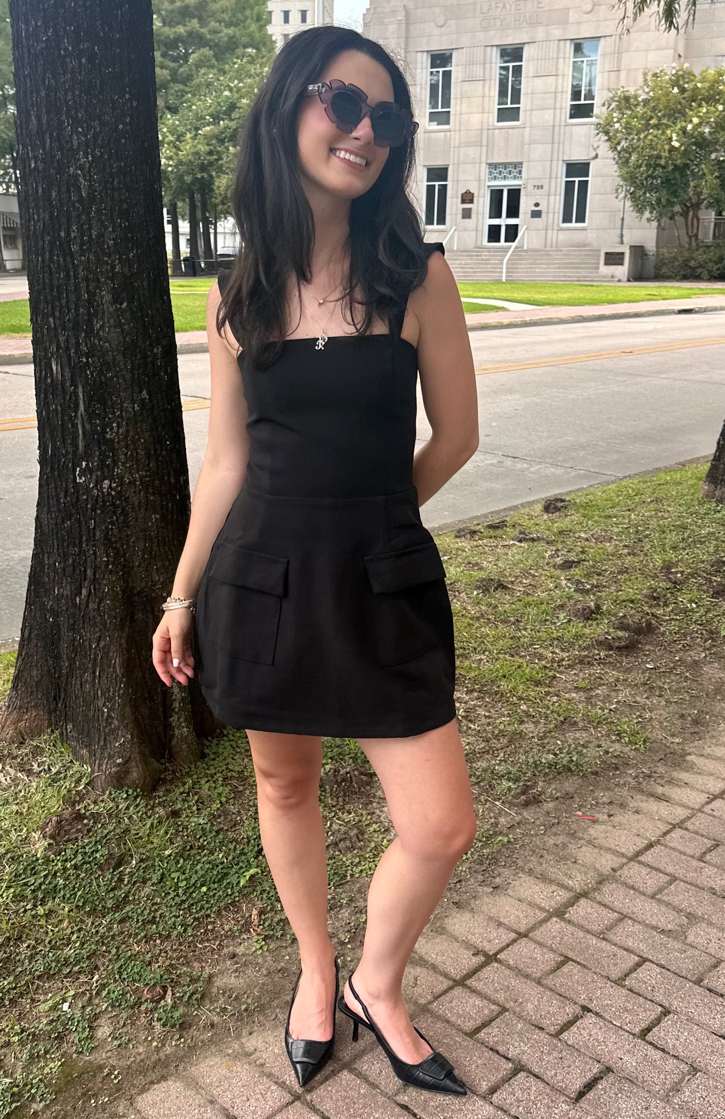 Square Neck Plain Mini Dress