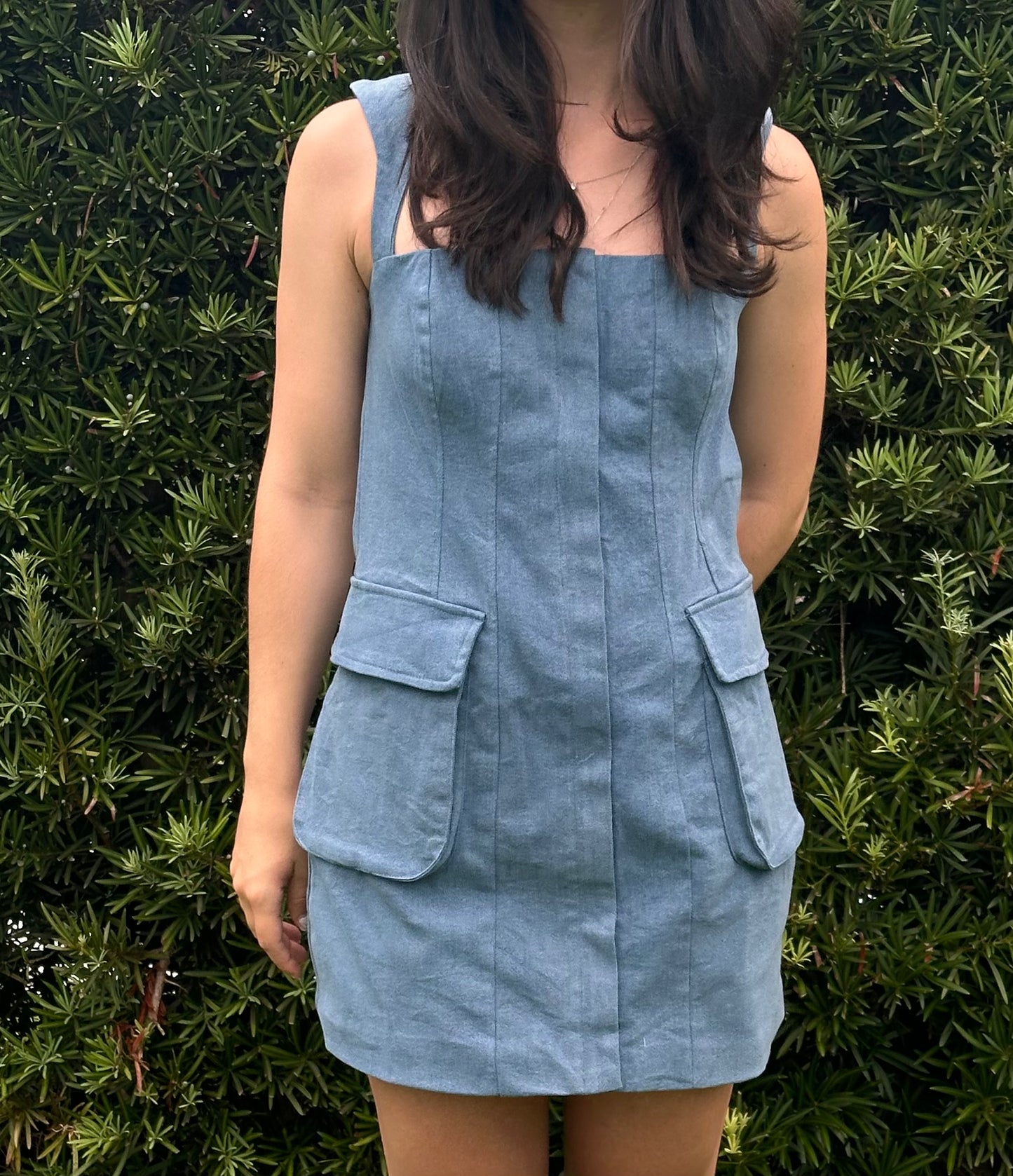 Denim Back Tie Mini Dress