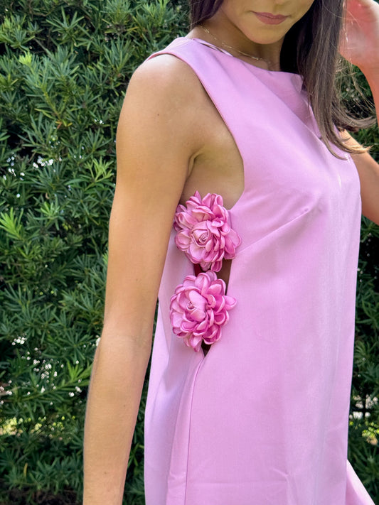 3D Flower Sleeveless Mini Dress