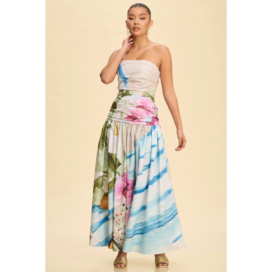 Floral Drop Waist Midi Dress